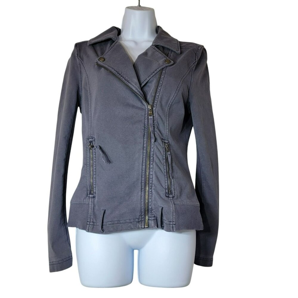 Marrakech By Anthropology Moto Jacket, Women XS, Gray, Asymmetrical Zip, EUC